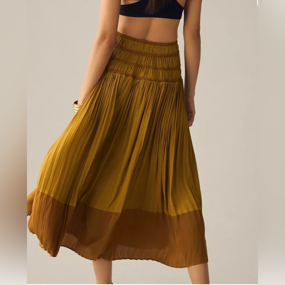 Anthropologie Mustard and Brown Midi/Maxi Skirt - Picture 5 of 10